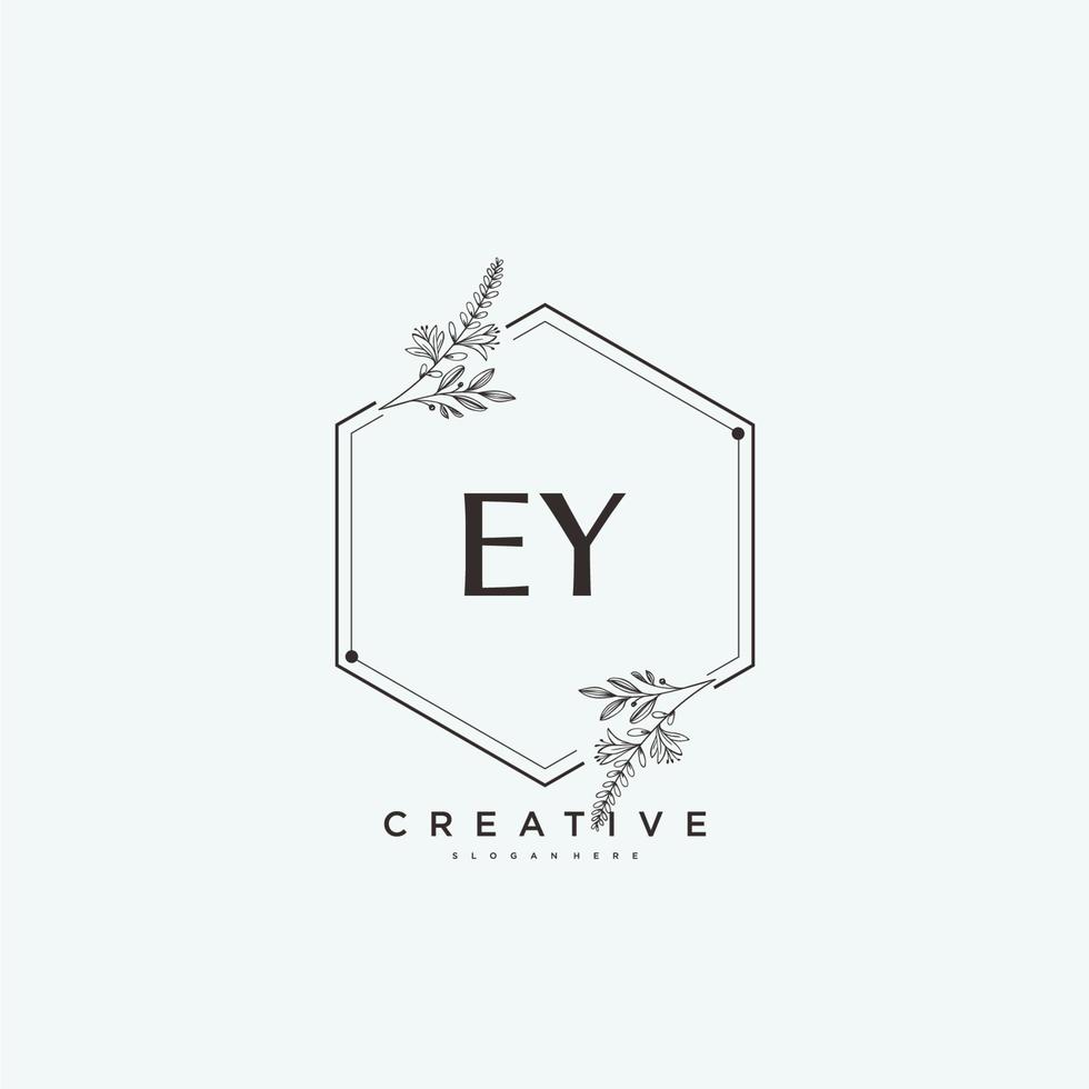 Arte del logotipo inicial del vector de belleza ey, logotipo de escritura a mano de firma inicial, boda, moda, joyería, boutique, floral y botánica con plantilla creativa para cualquier empresa o negocio.