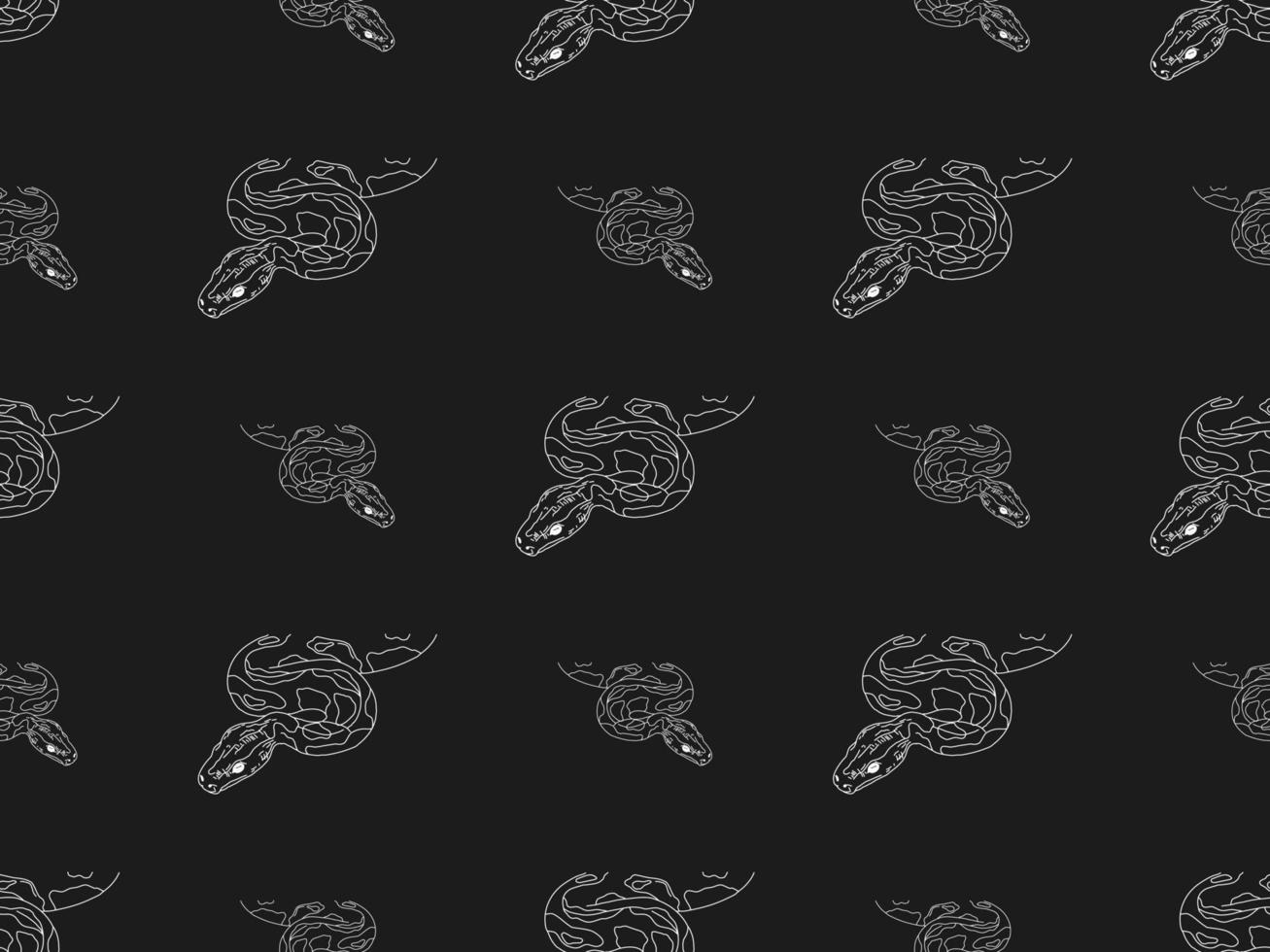 Snake cartoon character seamless pattern on black background vector