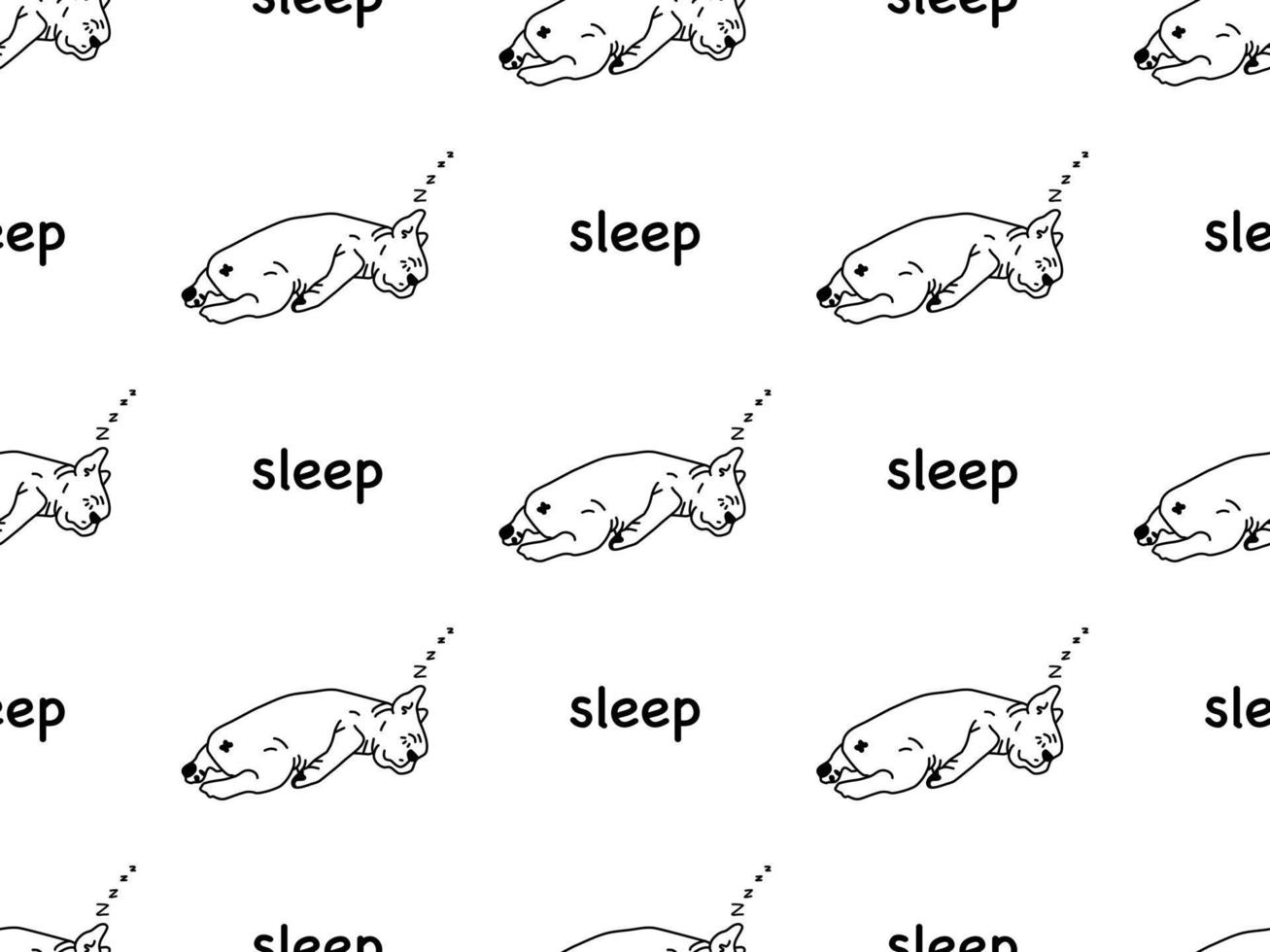 Sleep cartoon character seamless pattern on white background vector