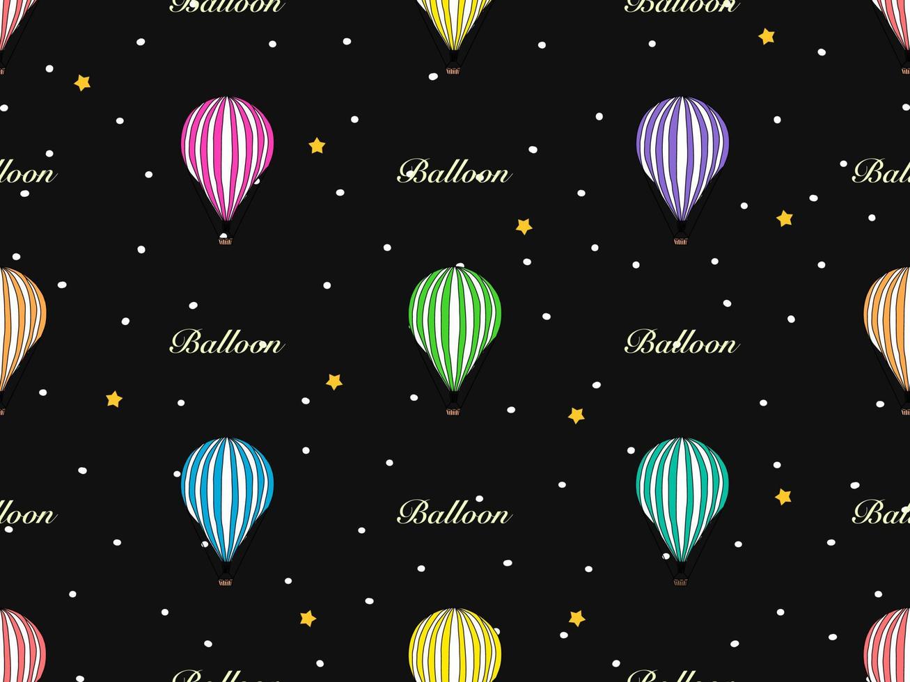 Balloon cartoon character seamless pattern on black background vector
