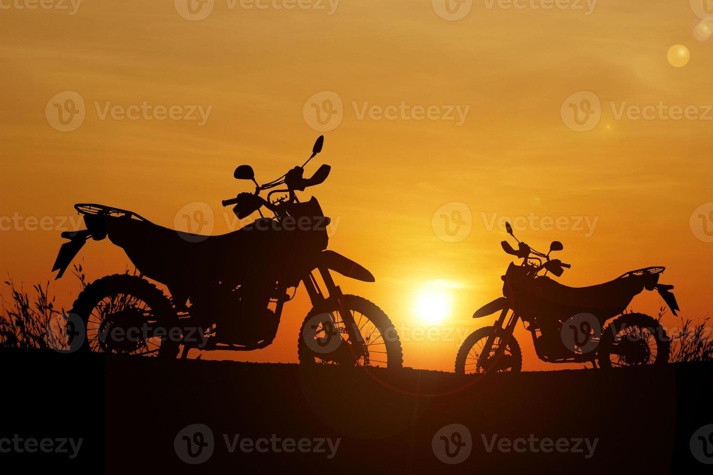 Motocross motorcycle silhouette. motorcycle travel concept photo