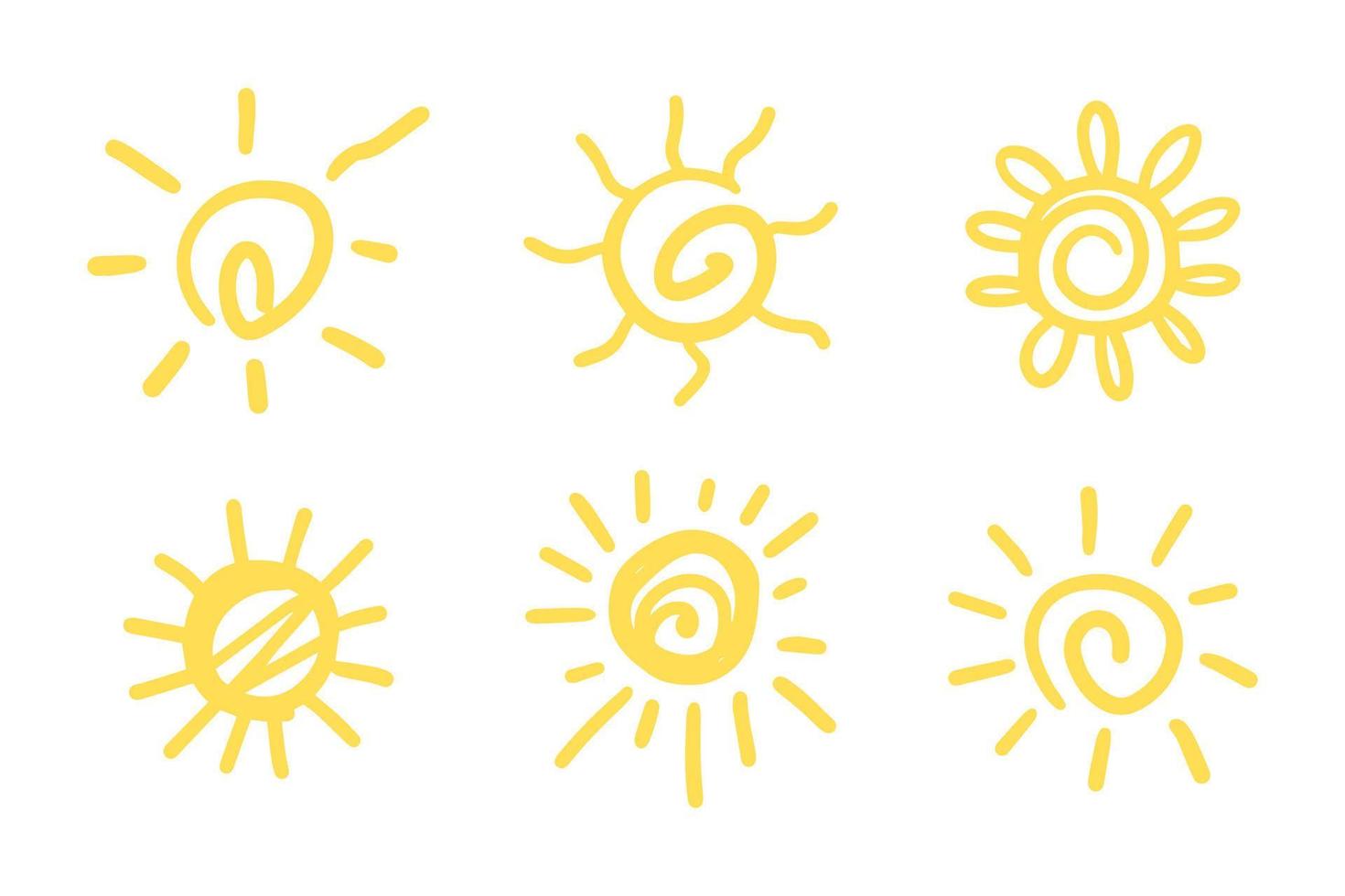 set of doodle sun.Design elements. vector illustration.