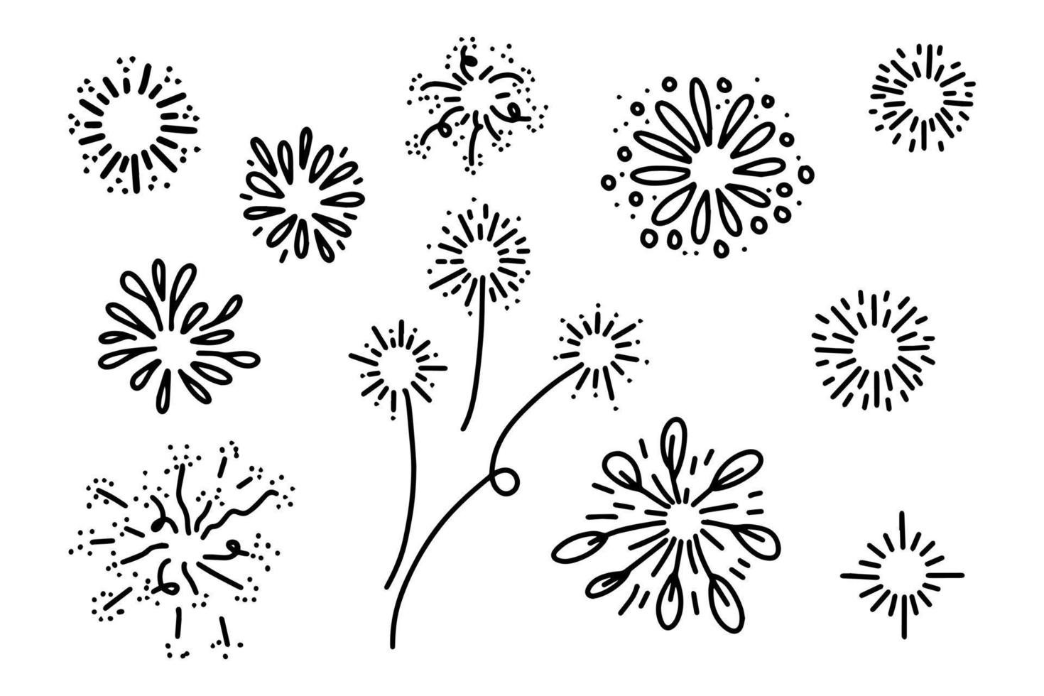 firework, starburst hand drawn, vector illustration.