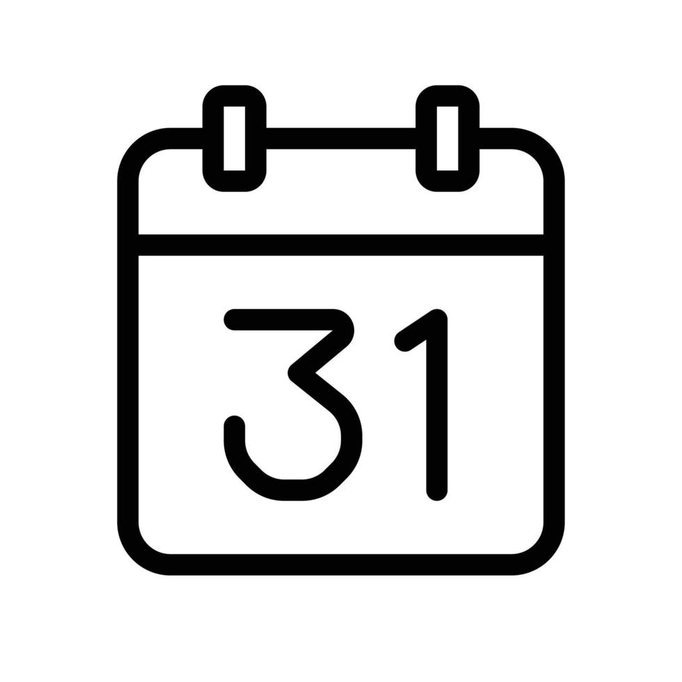 icono de la fecha del calendario 31. símbolo de elemento simple para el diseño de plantilla. se puede utilizar para el sitio web y la aplicación móvil. vector. vector
