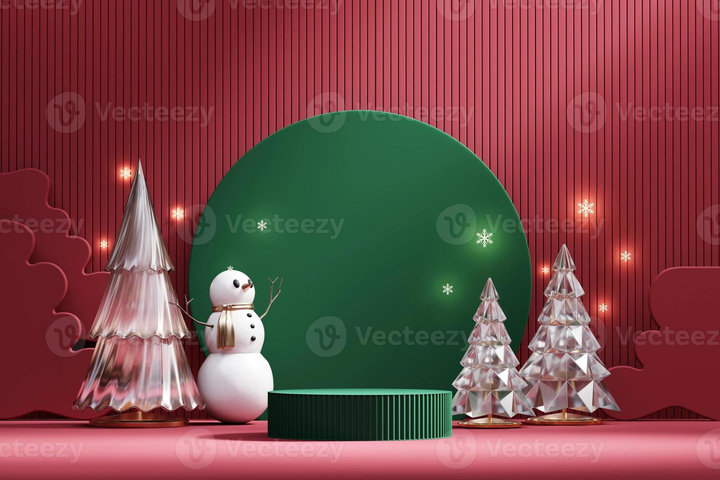 Merry Christmas event product display podium with decoration background 3d rendering photo