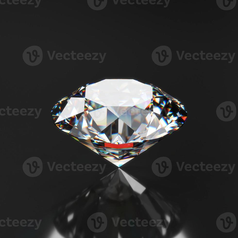 Shiny facet diamond placed on glossy background 3d rendering photo