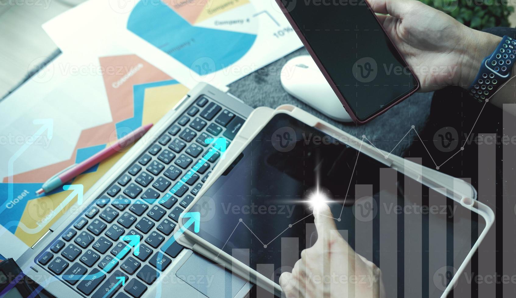 Business analytics and financial concept, Plans to increase business growth and an increase in the indicators of positive growth. photo