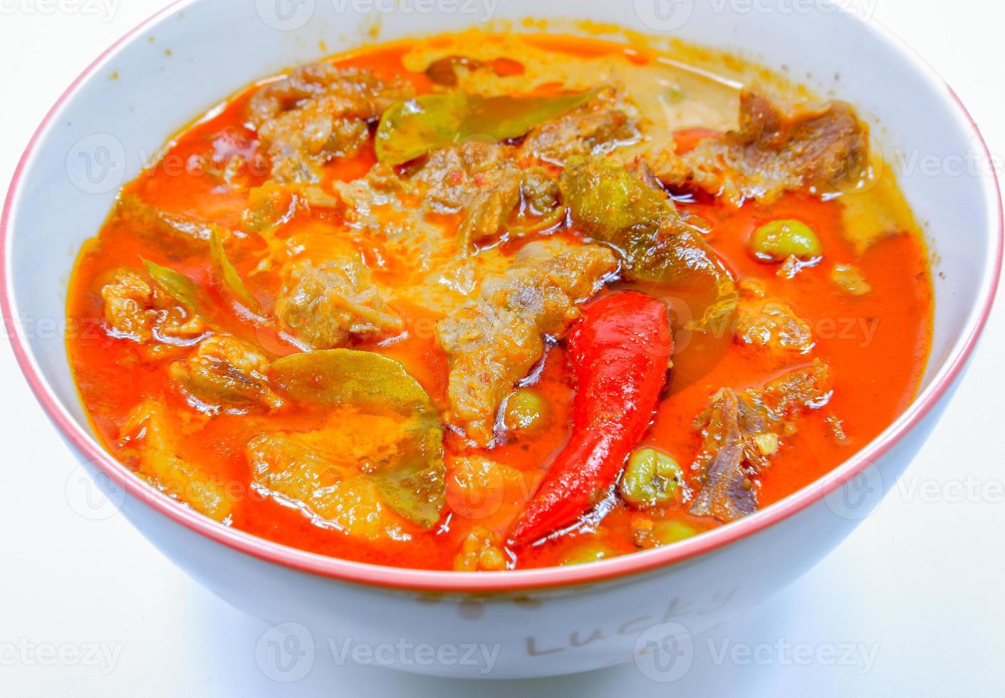 Thai food Panaeng Curry with Beef is made from coconut milk. and crushed garlic peppers Gives a spicy taste photo