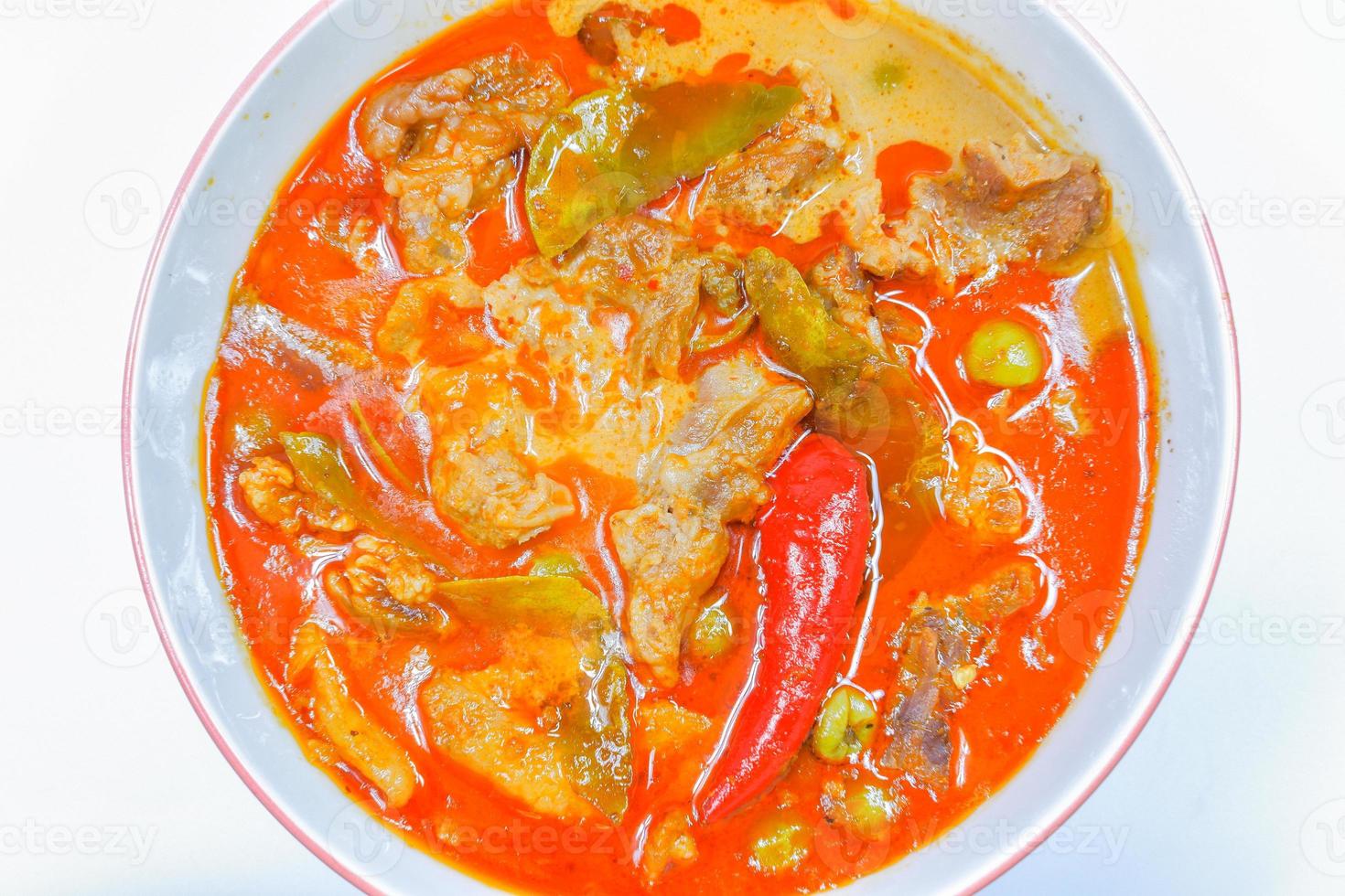 Thai food Panaeng Curry with Beef is made from coconut milk. and crushed garlic peppers Gives a spicy taste photo