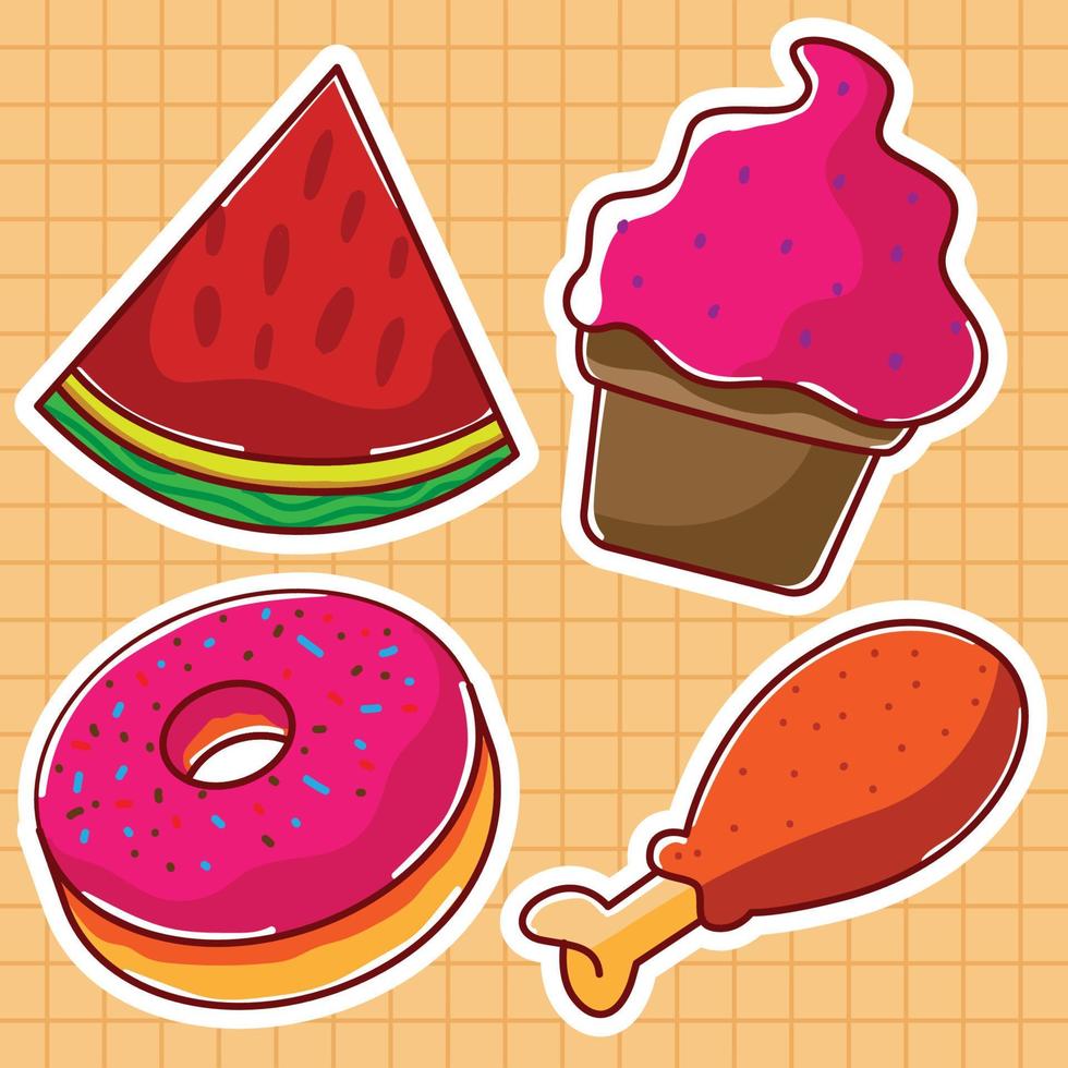 Cute sticker summer vector icon illustration