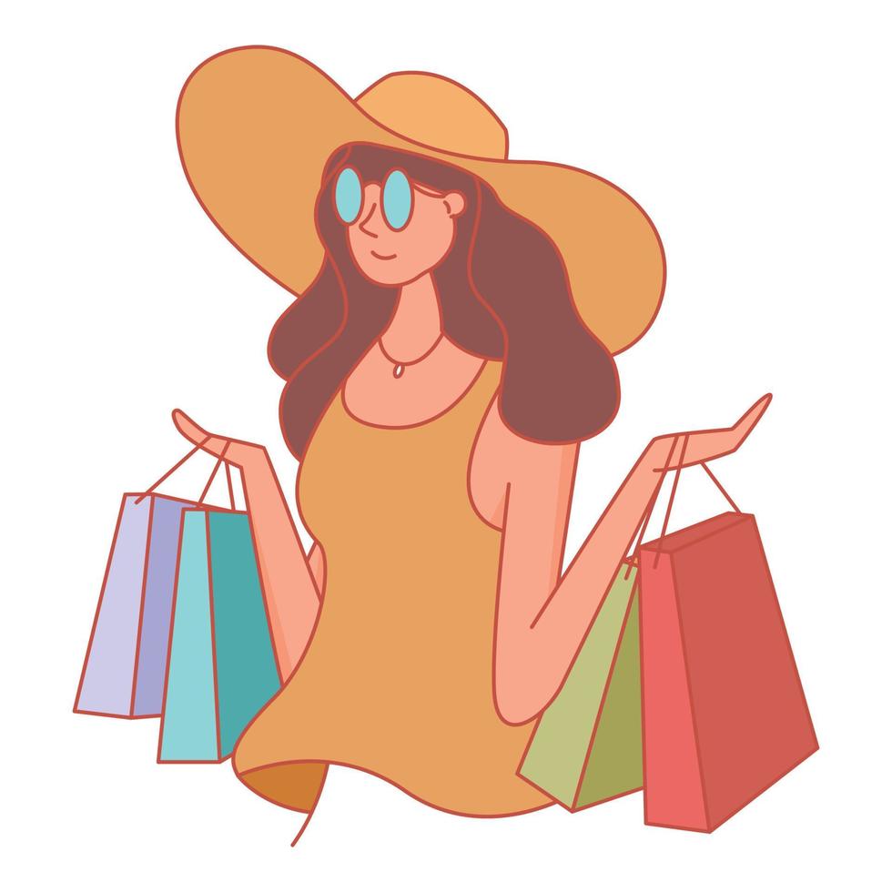 Woman carrying shopping bag vector design