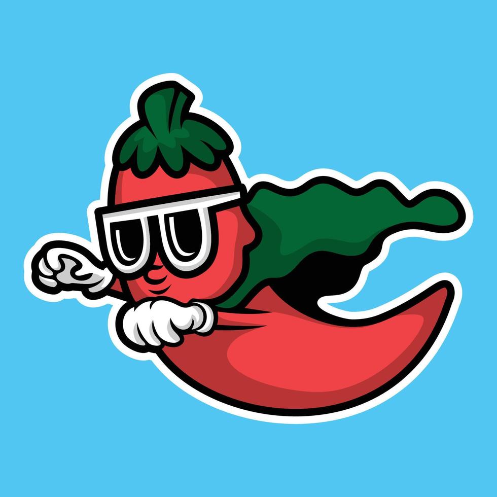 Super chilli mascot logo cartoon  icon illustration vector