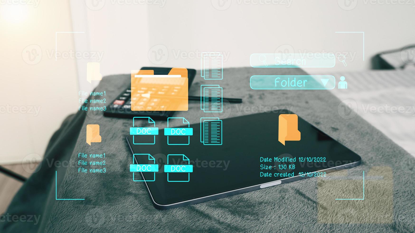 Document management system concept, folder and document icon software, searching and managing files online document database, for efficient archiving photo