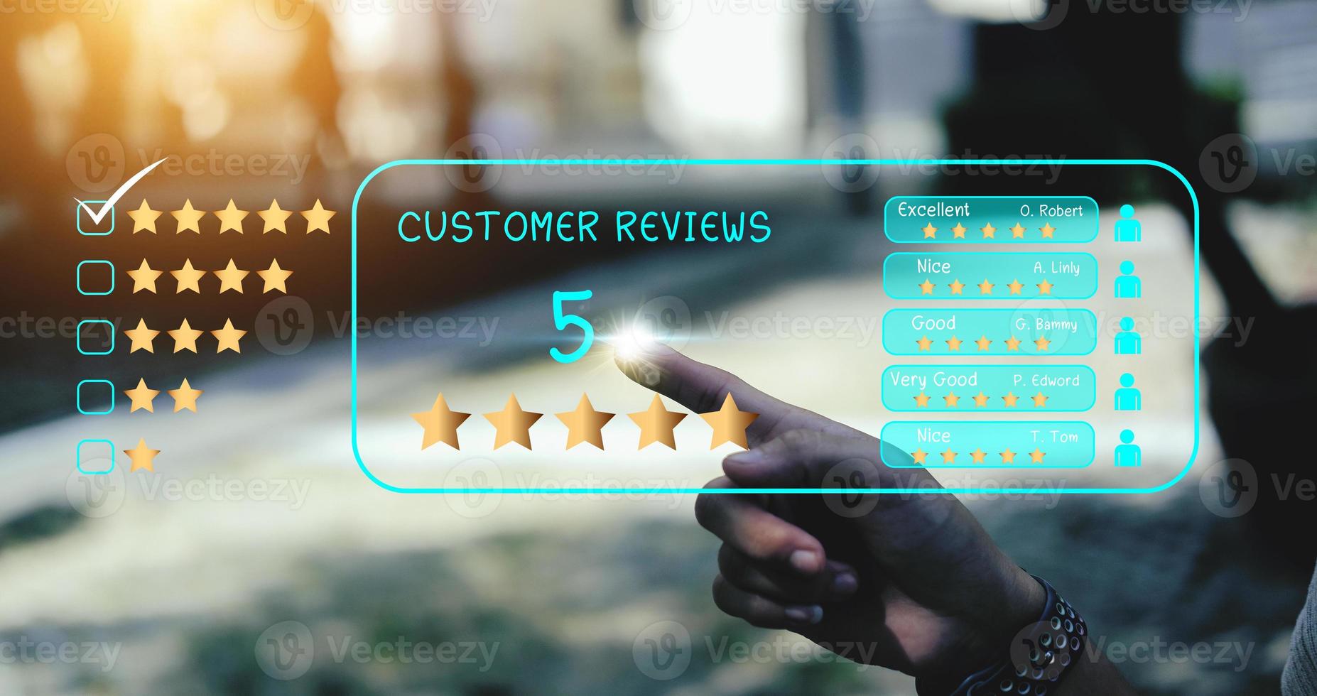 Users rate the service experience in the Concept Customer Satisfaction Survey online application after using the service. photo