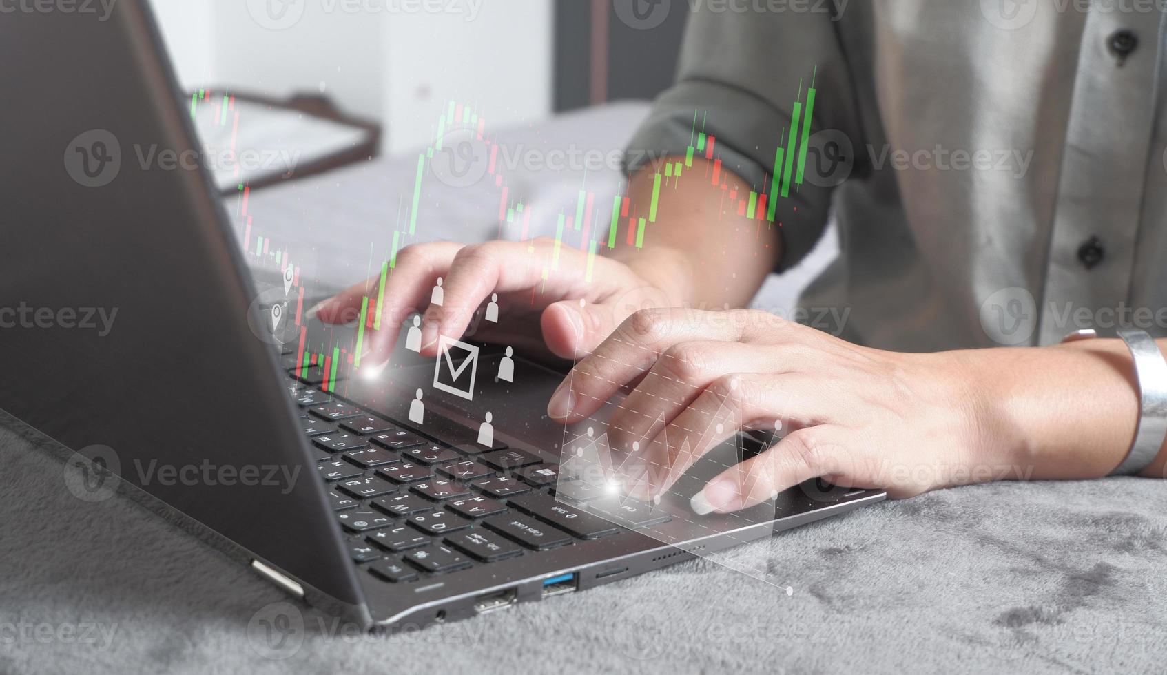 company profit with virtual dashboard statistic chart stock infographic business technology concept photo