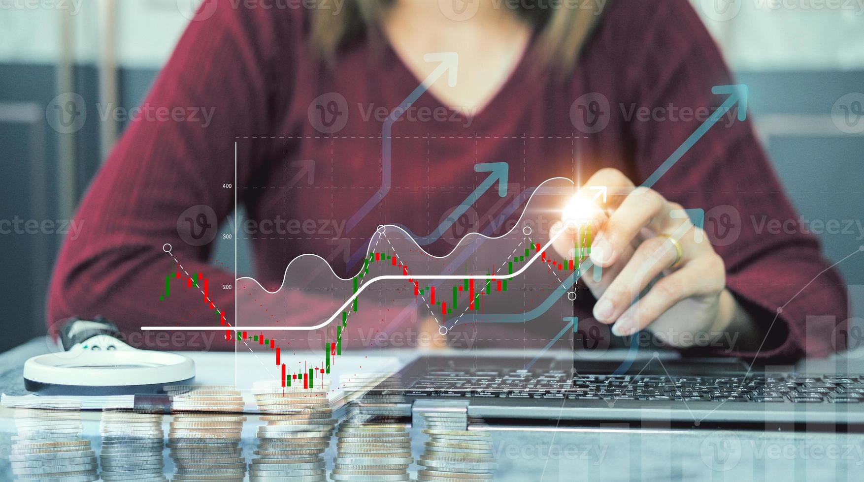 Business analytics and financial concept, Plans to increase business growth and an increase in the indicators of positive growth. photo