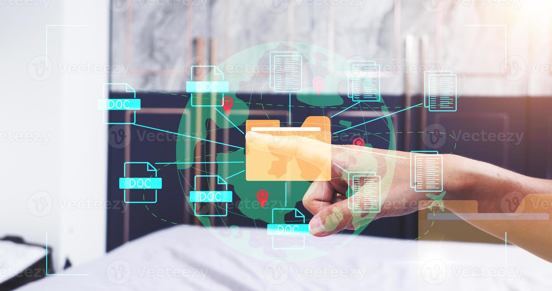 Document management system concept, folder and document icon software, searching and managing files online document database, for efficient archiving photo