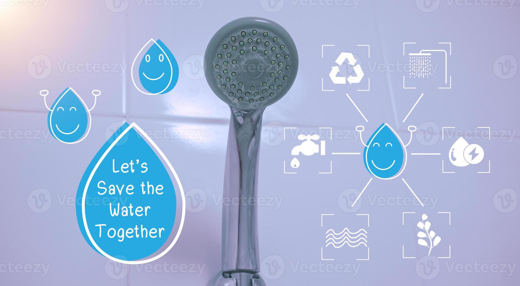 Concept Water saving. Water drop icon and message help save water for the future. Water is life, the source of everything around us. photo