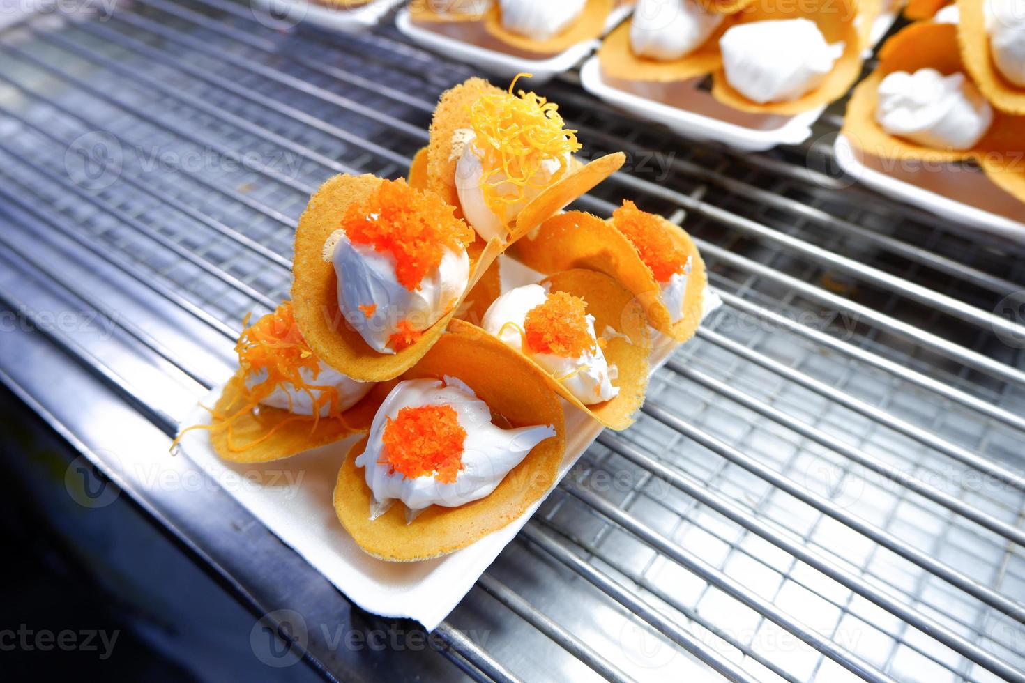 Thai Crispy Pancake Kanom Buang It is a street food in Thailand that is easy to find. photo