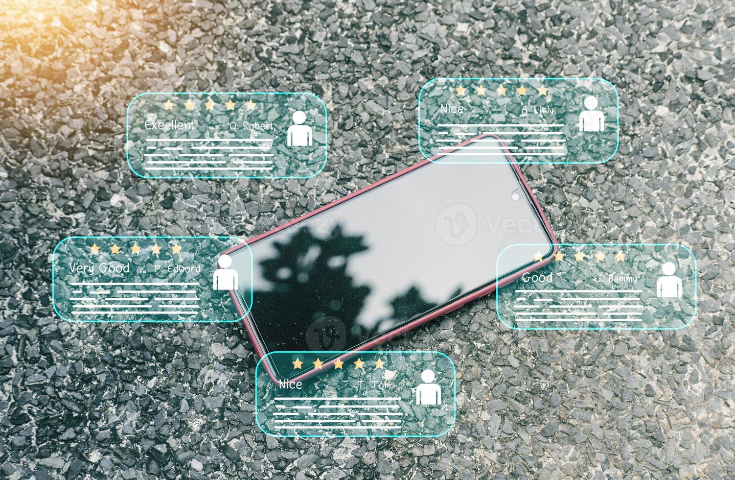 Users rate the service experience in the Concept  Customer Satisfaction Survey online application after using the service. photo