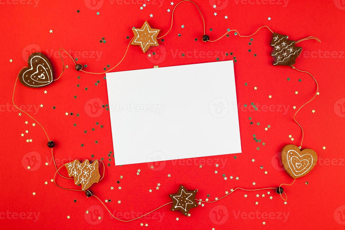 Christmas greeting postcard mockup with glitter photo