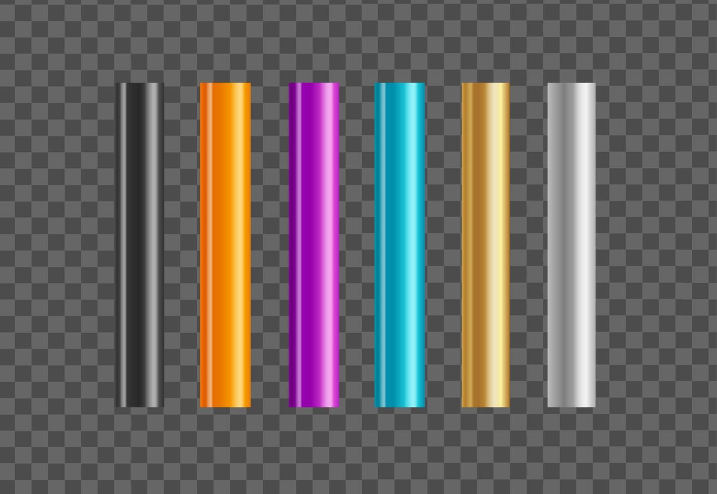 Realistic Detailed 3d Steel Color Metal Pipes Set. Vector