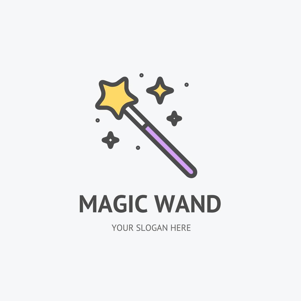 Magic Wand Sign Thin Line Icon Emblem Concept. Vector