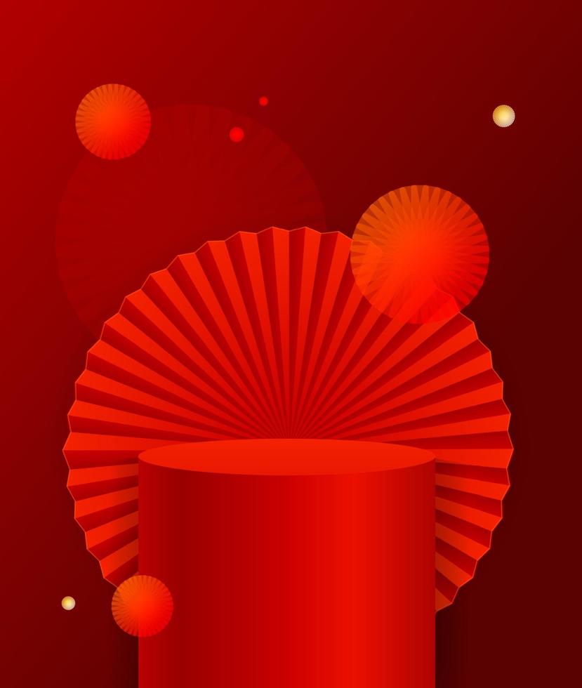 Realistic Detailed 3d Red Podium Pedestal Platform Background. Vector