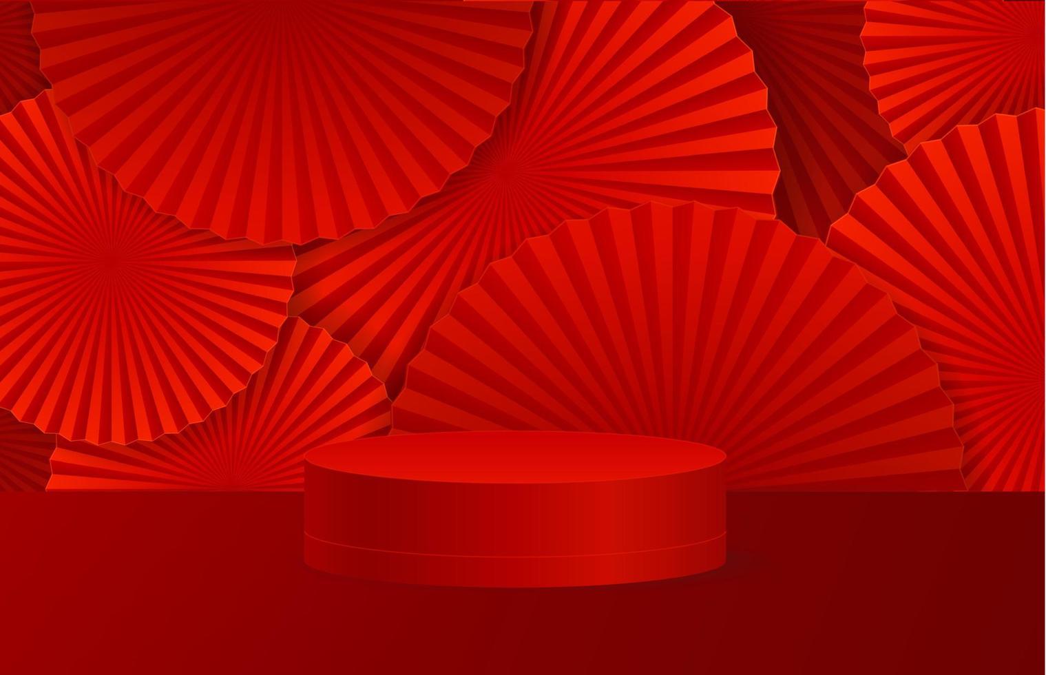 Realistic Detailed 3d Red Podium Pedestal Platform Background. Vector