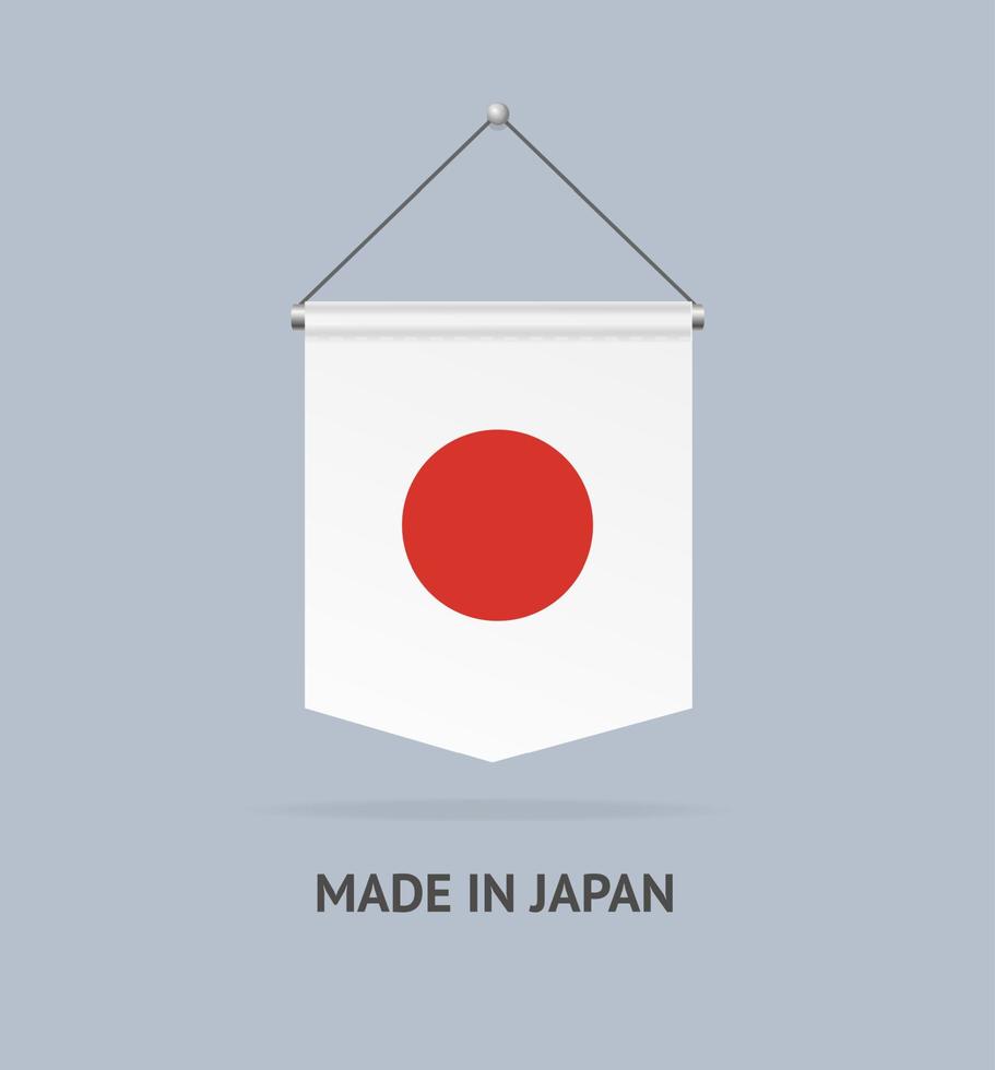 3d detallado realista hecho en la bandera del banderín de la bandera de Japón. vector