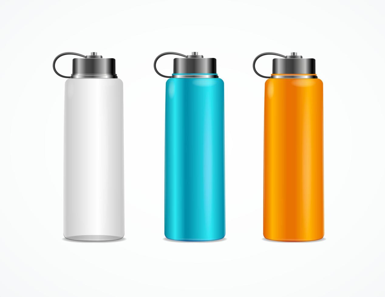 Realistic Detailed 3d Fitness Bottle Set. Vector