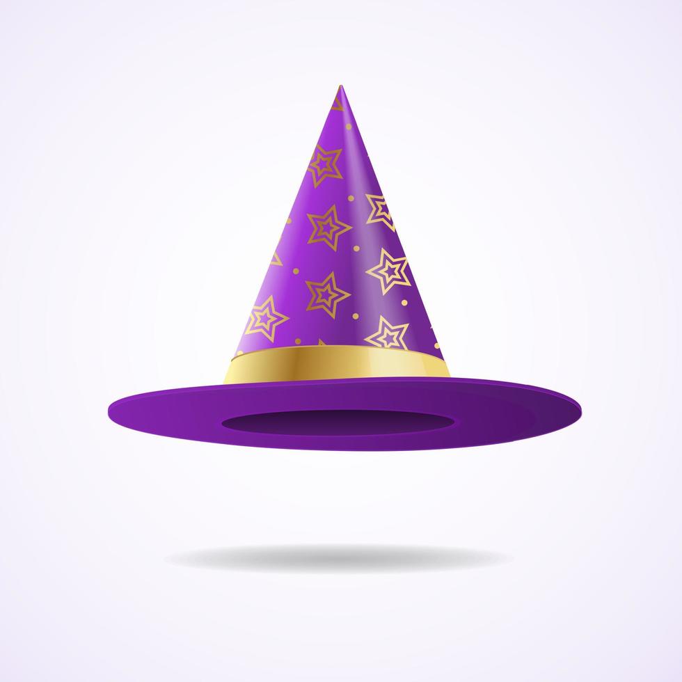 Realistic Detailed 3d Witch and Wizards Hat. Vector