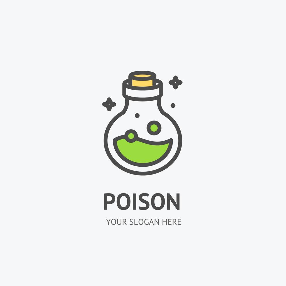 Poison Bottle Sign Thin Line Icon Emblem Concept. Vector