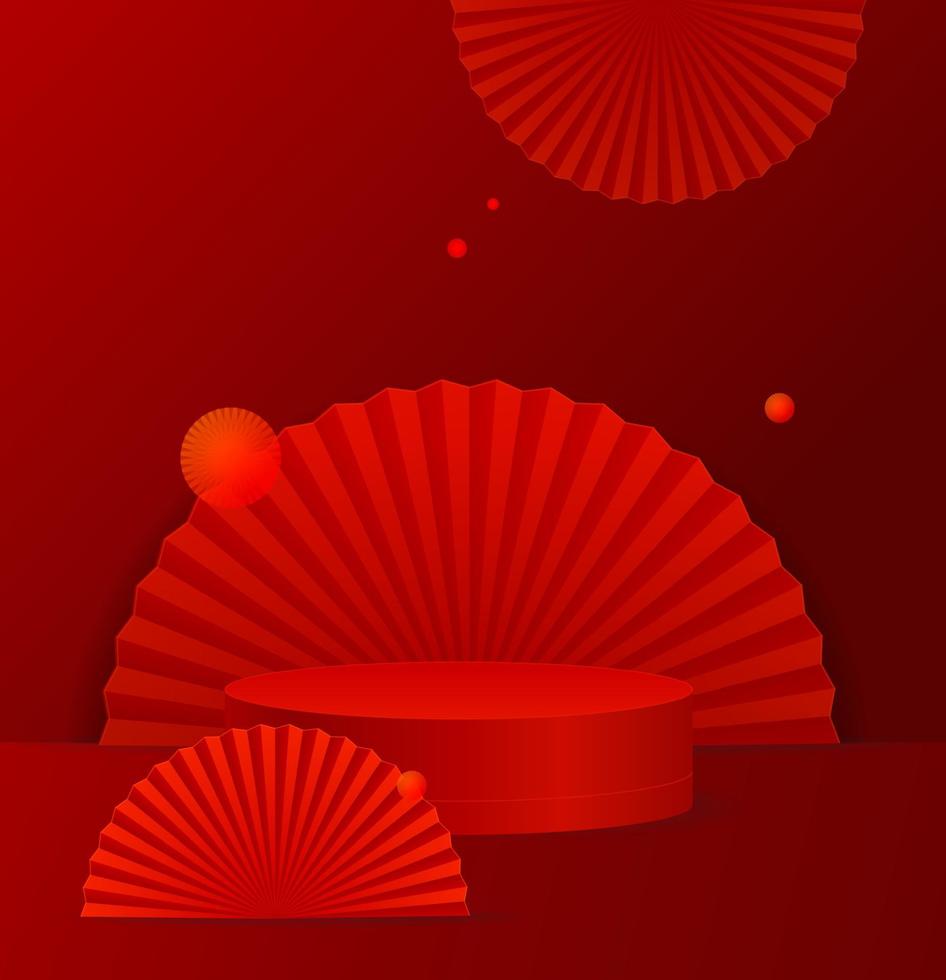 Realistic Detailed 3d Red Podium Pedestal Platform Background. Vector