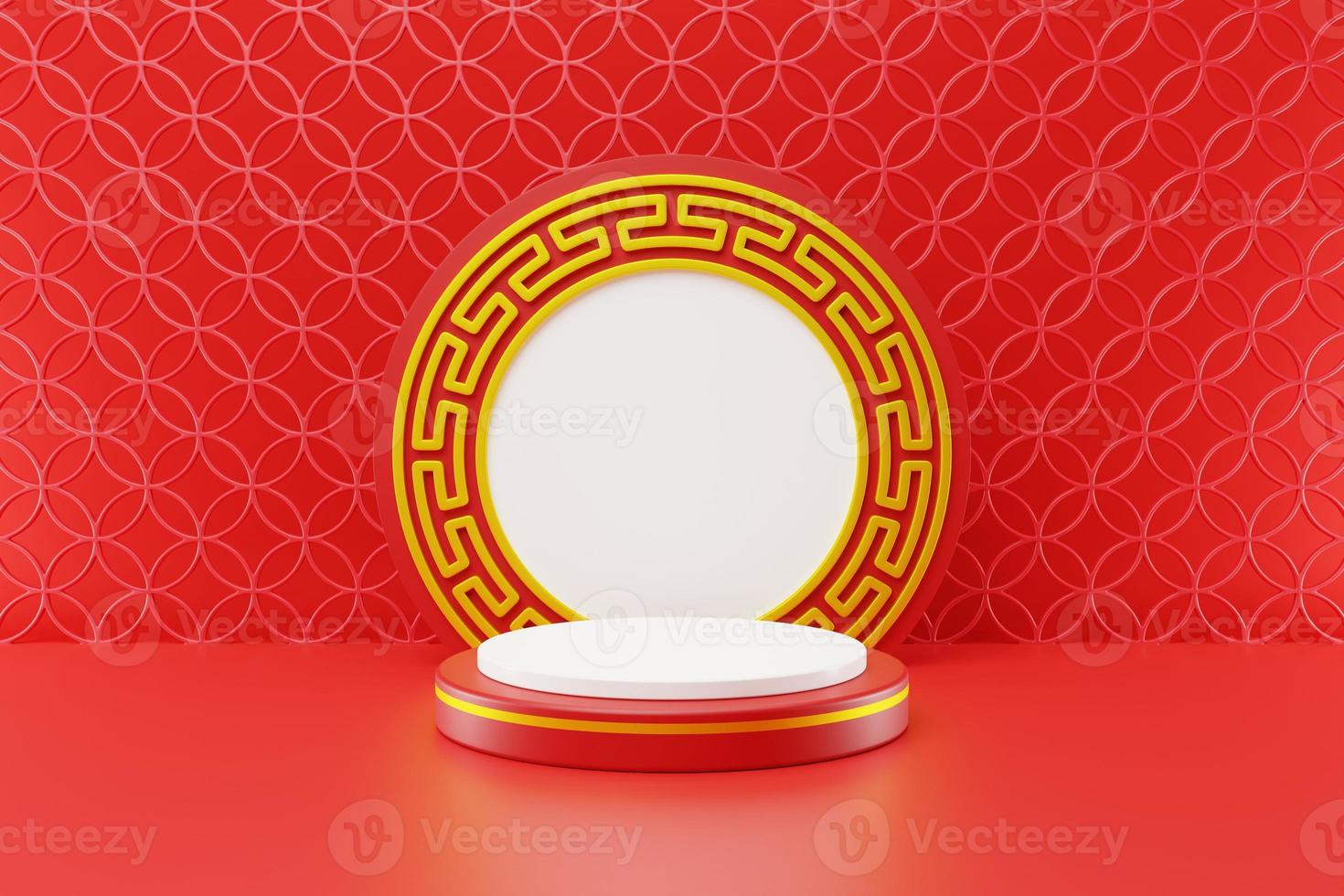 Chinese new year mock up Cylinder podiums, Chinese Festivals, empty pedestal template photo