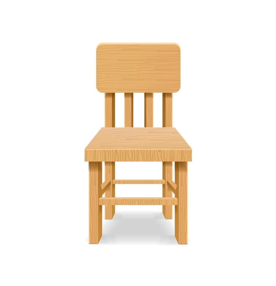 silla de madera retro 3d detallada y realista. vector