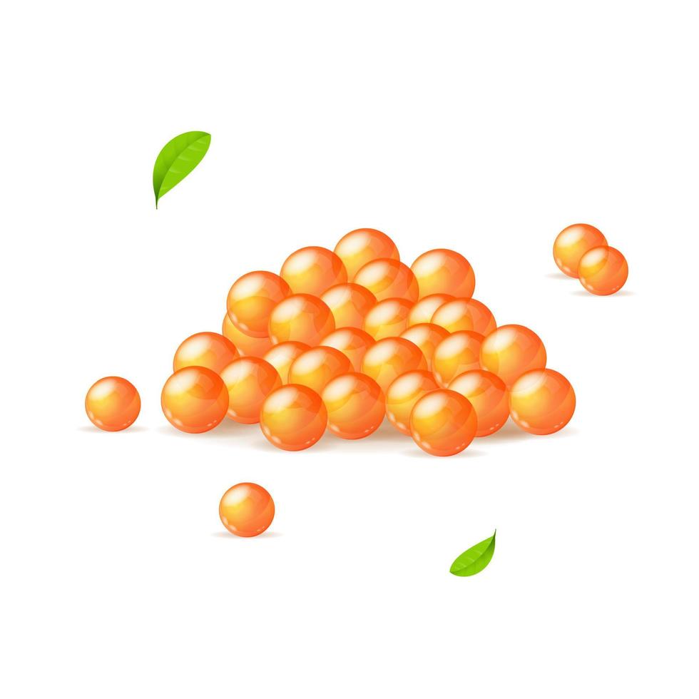 Realistic Detailed 3d Red Caviar Heap. Vector