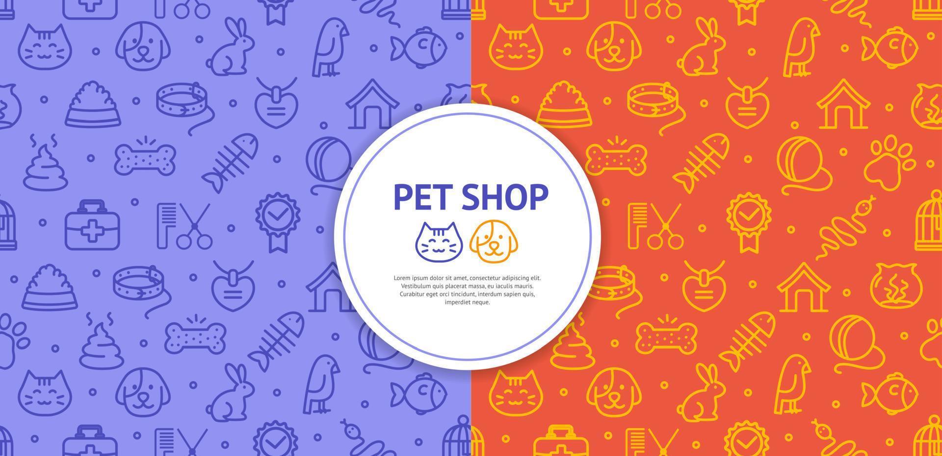 Pet Shop Signs Seamless Pattern Background. Vector