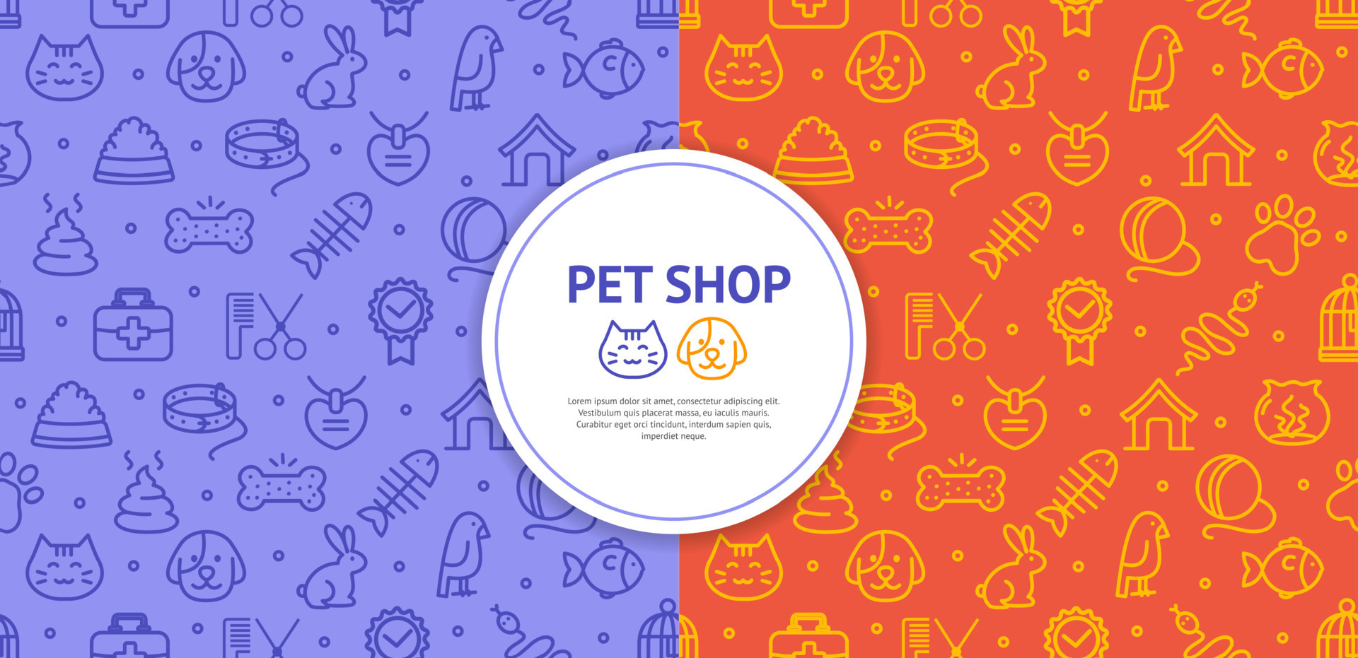 Pet Shop Signs Seamless Pattern Background. Vector 15936789 Vector Art