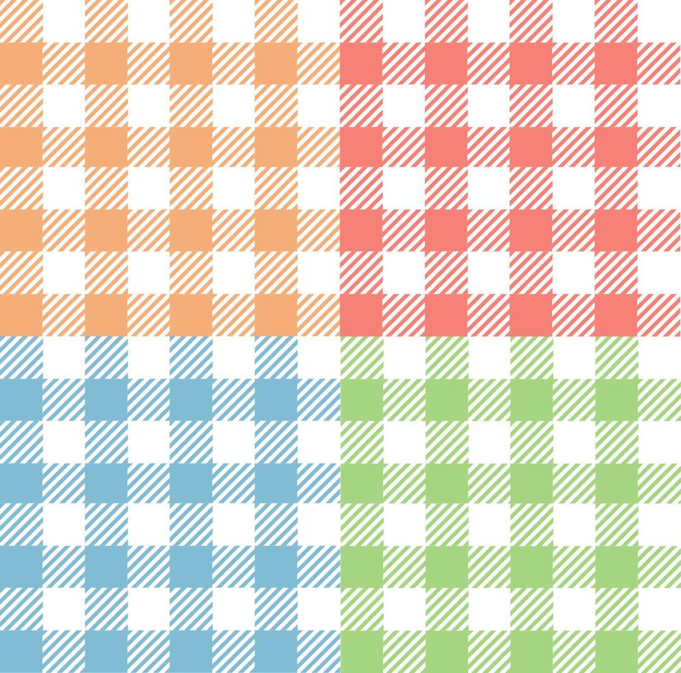 Gingham Seamless Pattern Background Set. Vector