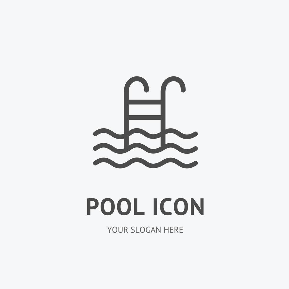 signo de piscina concepto de emblema de icono de línea delgada. vector