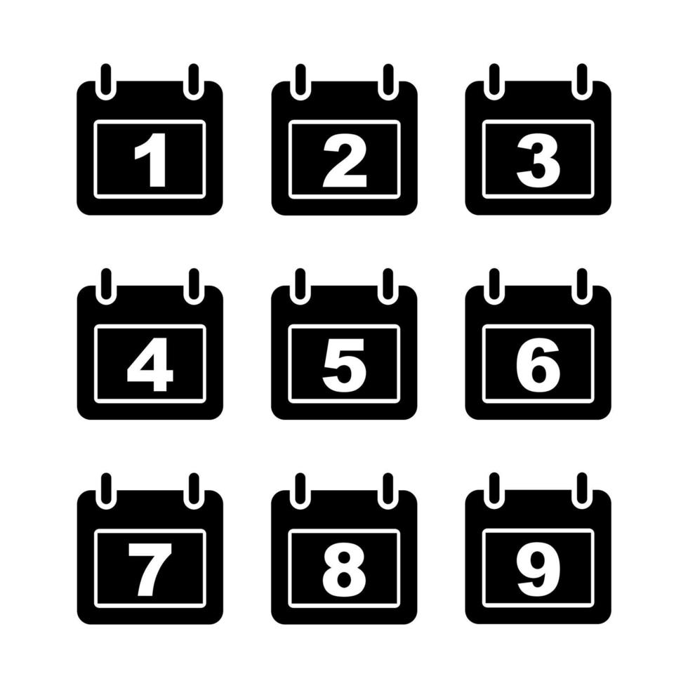 Calendar illustration vector design from 1 to 9
