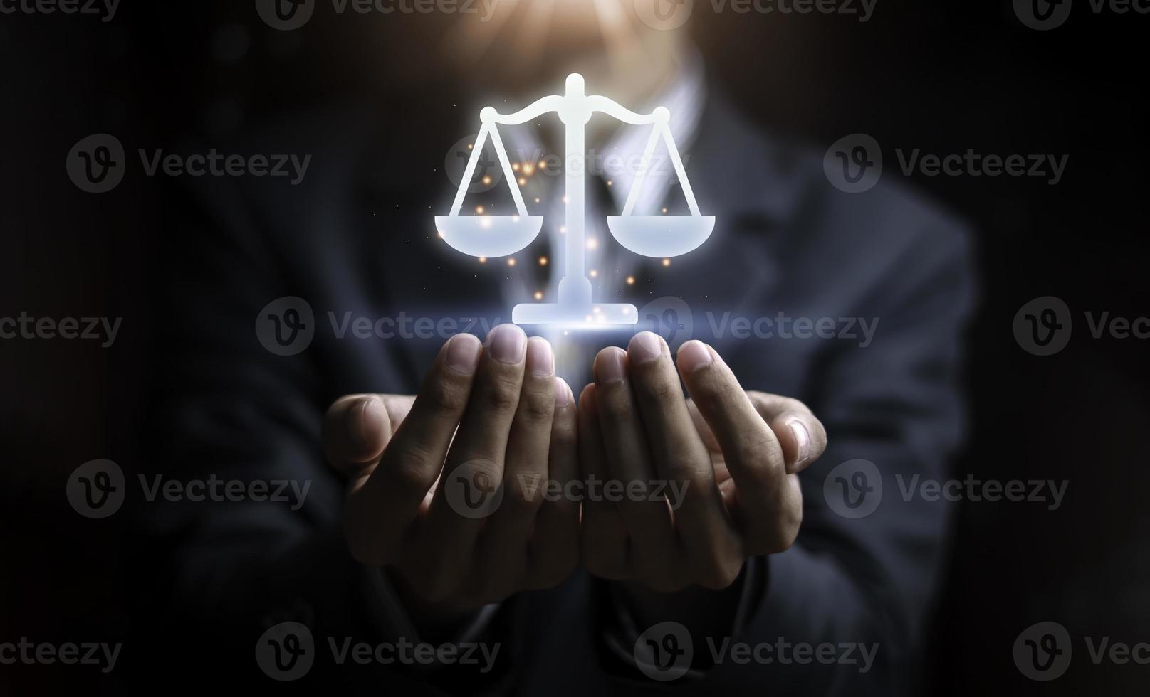 Justice lawyers with Judge gavel, Businessman in suit or lawyer Hiring lawyers in the digital system. Legal law, prosecution, legal adviser, lawsuit, detective, investigation,legal consultant. photo