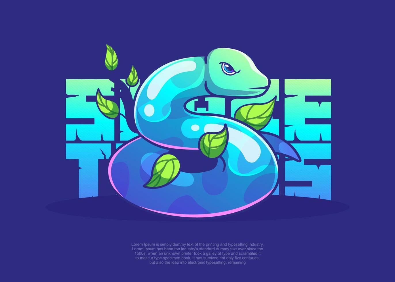 snake character illustration, icon vector, flat cartoon style. vector