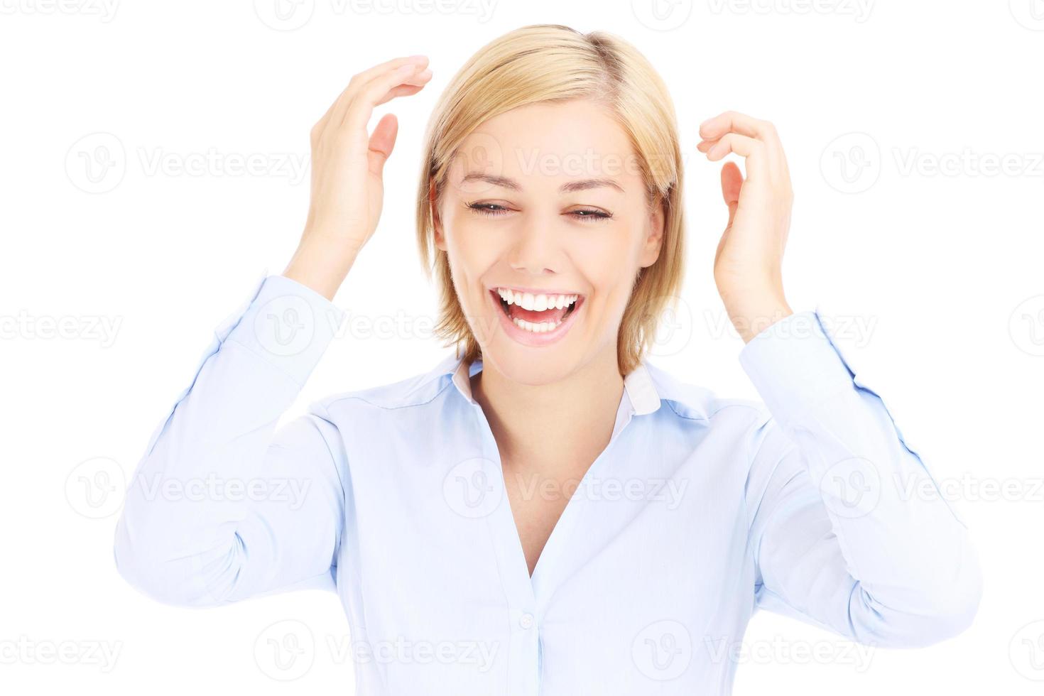 Joyful young businesswoman photo