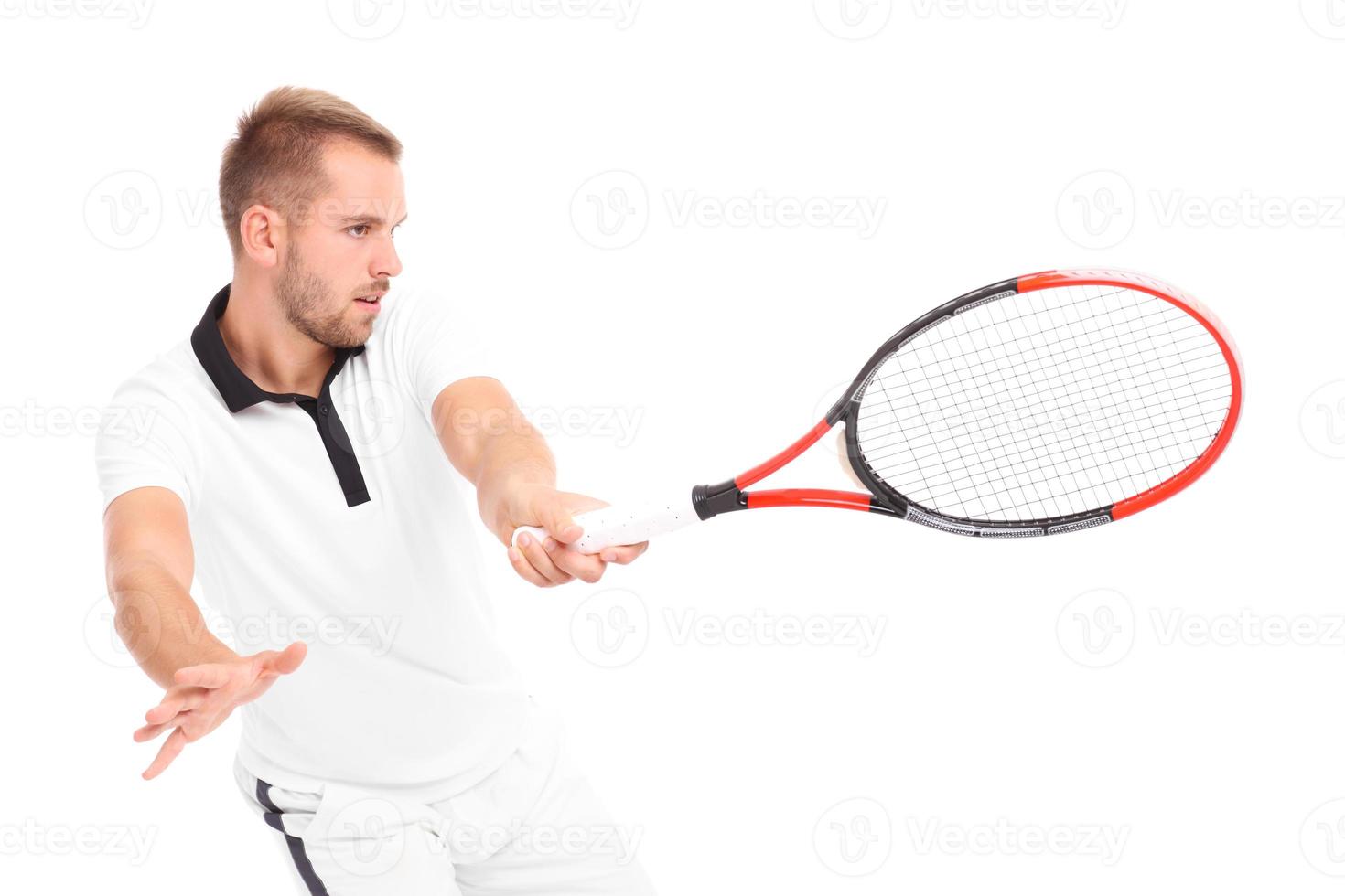 Tennis player with racket photo