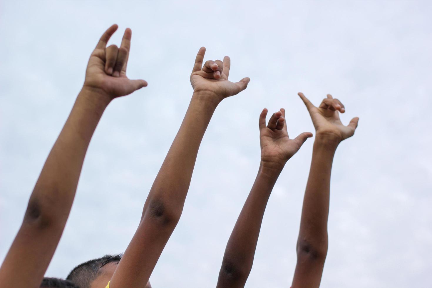 Children's hands symbolize love Sensitive focus. photo