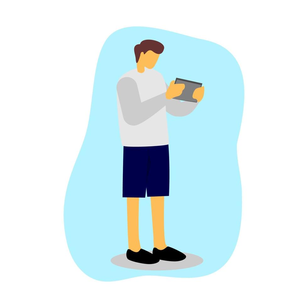 Vector illustration design of a person playing on a tablet