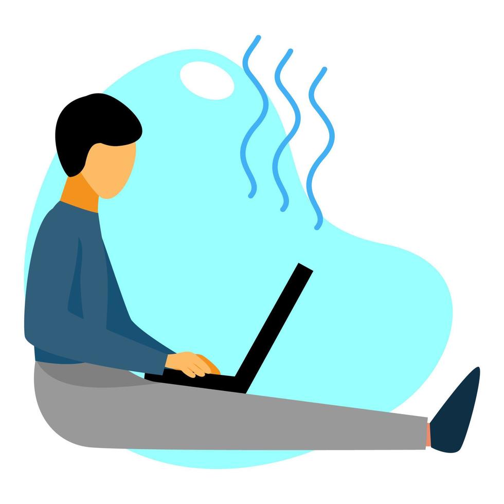 Vector illustration design of a person sitting and working on a laptop