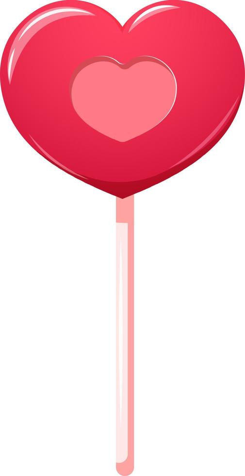 Candy, lollipop in the form of Valentine's day heart on transparent background vector